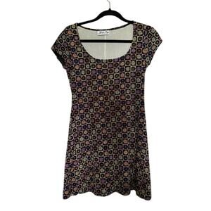 Vintage 90s grunge Kala square floral mini dress
